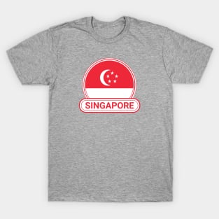 Singapore Country Badge - Singapore Flag T-Shirt